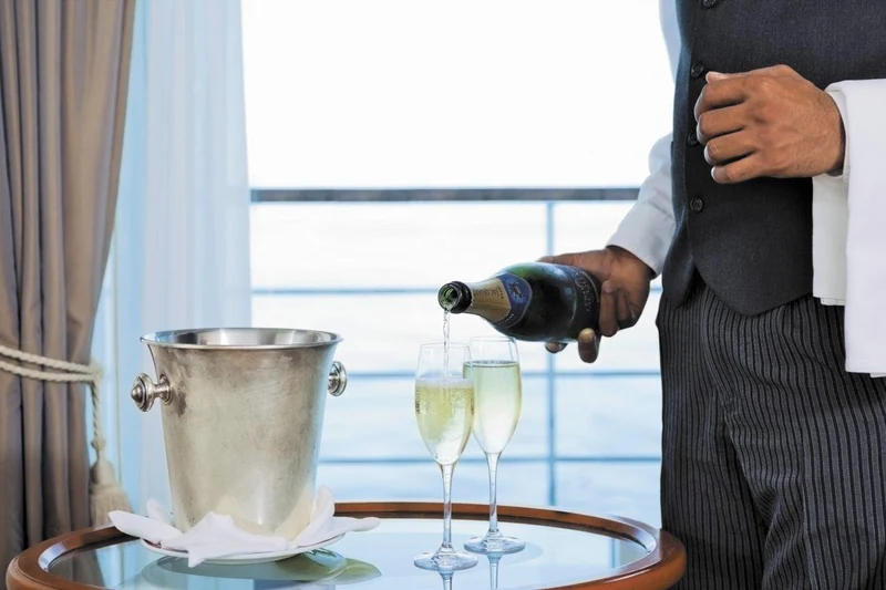 Personal hospitality and champagne service — lifestyle reference